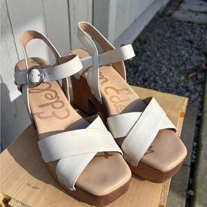 Sam Edelman White Wooden Platforms